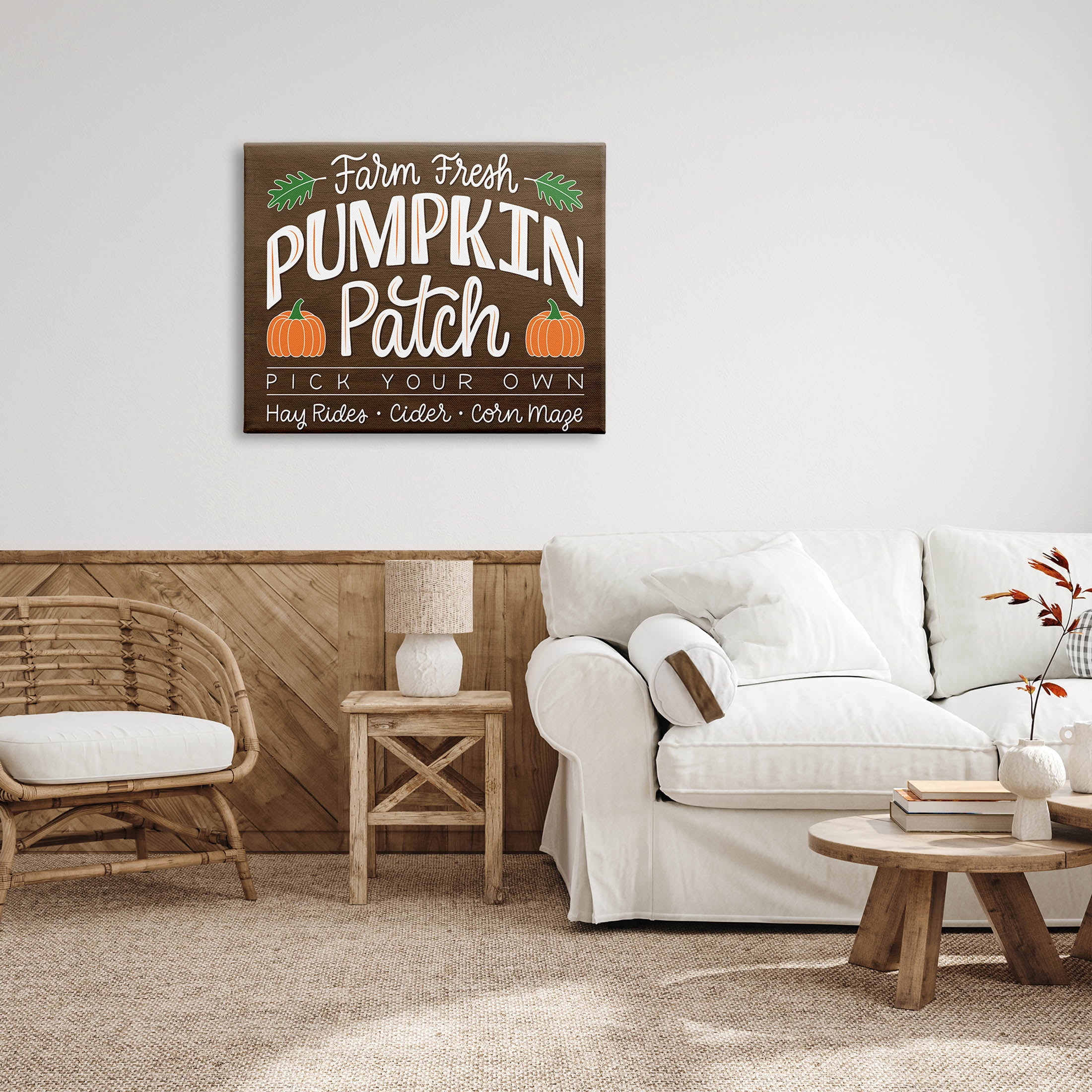 Farm Fresh Pumpkin Patch Sign Holiday Graphic Art Gallery Wrapped Canvas Print Wall Art