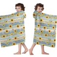 thumbnail image 4 of Sunflower and Daisy Blue Pattern Hooded Bath Towel Wrap for Teens Ages 3 To 12, Soft Lightweight Quick Dry Microfiber Bath Beach Pool, 60"x35", 4 of 6