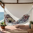 thumbnail image 5 of Hamac Boho Classique avec Pompon, Fait Main, Résistant aux Intempéries, Hamac pour Intérieur et Extérieur, Léger et Durable - pour Patio, Porche, Arrière-Cour, 5 of 5
