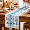 thumbnail image 5 of Summer Beach Table Runner 70 Inches, Happy Summer Slippers Coastal Blue Wooden Bed Runner Dresser Scarves Tabletop for Indoor Outdoor Parties/Ceremony/Banquet, 13" x 70", 5 of 9