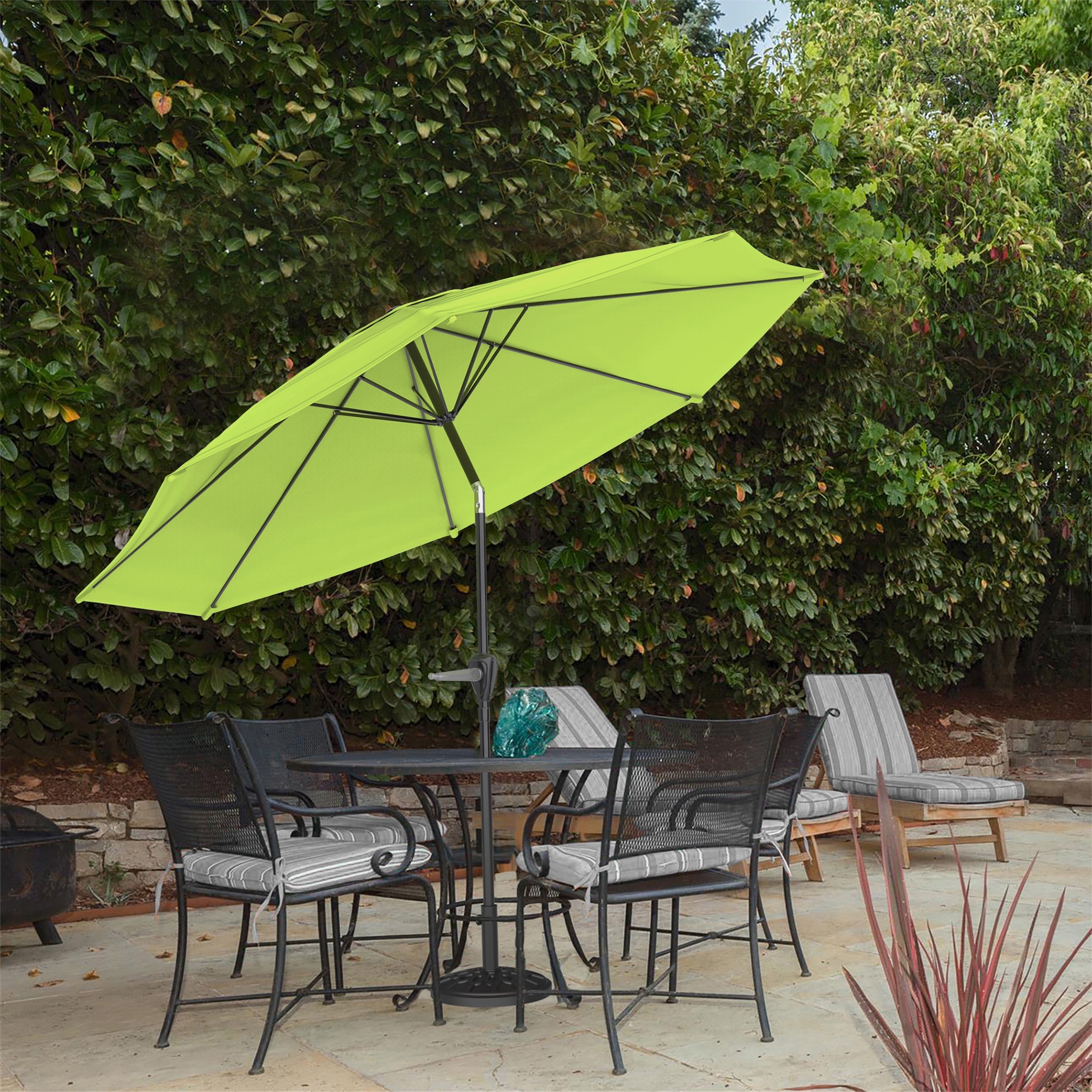 Pure Garden 10FT Patio Umbrella - Auto Tilt and Vented Canopy (Lime Green)