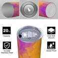 thumbnail image 4 of 20oz Stainless Steel Skinny Tumbler with Telescopic Straw, Vacuum Insulated Slim Travel Cup, 360° Full Wrap Printed, Colorful Aurora Print, 4 of 6