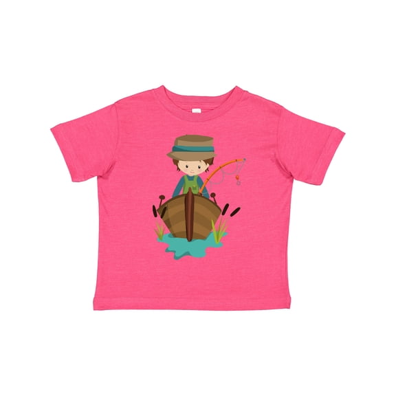 Inktastic Fishing Boy, Fisherman, Fishing Rod, Brown Hair Boys Toddler T-Shirt