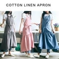 Cotton Linen Apron Pinafore Dress for Women Adjustable Casual Apron