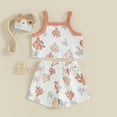 thumbnail image 3 of Bagilaanoe 2pcs Toddler Baby Girls Shorts Set Print Sleeveless Contrast Color Camisole Tops + Shorts 6M 12M 18M 24M 3T Kids Casual Summer Clothes, 3 of 7