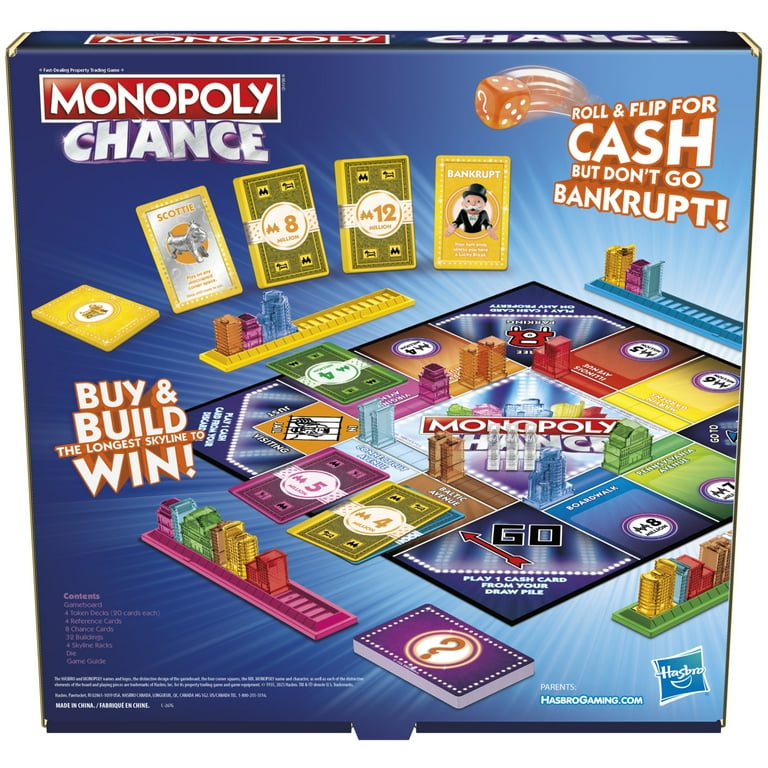 Monopoly Chance Board Game, Fast-Paced Monopoly Game, 20 Min. Average, Ages  8+ - Monopoly