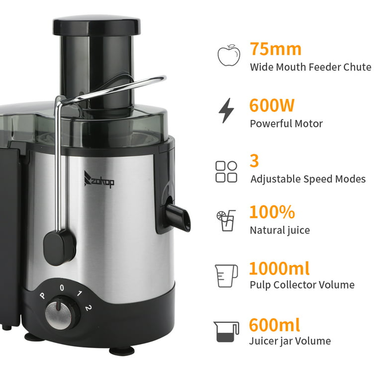 Juicer Extractor Easy Clean, 3 Speeds Control, Stainless Steel BPA Free 