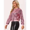 thumbnail image 3 of Chaqueta de Bombardero de Lentejuelas Allegra K Para Mujer Rosas M, 3 of 6
