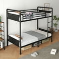 thumbnail image 2 of Hijob Metal Twin over Twin Bunk Bed with Storage Bag, 2 Convertible Twin Beds Loft bed, Black Brown, 2 of 10