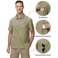 thumbnail image 3 of Taigaofy Men's UPF 50+ Sun Protection Short Sleeve Safari Shirts Fishing Shirts Hiking Work Casual Shirt with Zipper Pocket, Grey green M, 3 of 8
