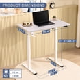 thumbnail image 3 of Petit Bureau Debout avec Roulettes, Bureaux Électriques à Hauteur Réglable 35 Pouces x 24 Pouces en Pièce Complète, Poste de Travail Roulant Assis-Debout avec Porte-Gobelet, Crochet, Cadre Blanc et Dessus de Table, 3 of 5