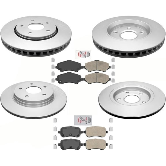 Front & Rear Brake 302MM Coated Rotors & Ceramic Pads For Town & Country 08-11