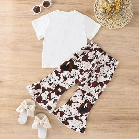 

Cathalem 3 Month Girl Toddler Girls Short Sleeve Cartoon Letter Printed T Shirt Pullover Tops Leopard Dress Pants for Teen Girls Childrenscostume White 12-18 Months