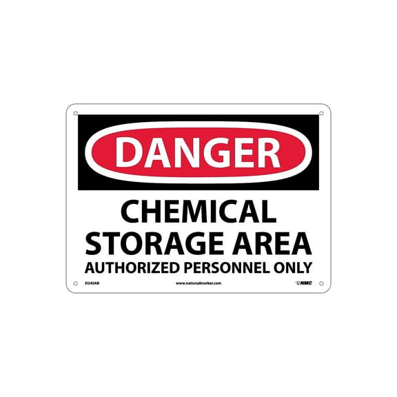 National Marker Danger Signs; Chemical Storage Area Authorized Personnel 10X14 .040 Aluminum D240AB