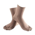 thumbnail image 3 of Runquan 3X 1Pair Comfy Five Toe Socks Cotton High Crew Sock Athletic Solid Socks Khaki 3 Pcs, 3 of 7