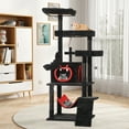 thumbnail image 1 of DEXTRUS 63" Tall Gothic Cat Tree Tower - 5 Level Multi-Functional Cat Condo with Spider Hanging Balls, Climbing Ladder, Hammock, and Scratching Post for Indoor, Halloween Cat Furniture, Black, 1 of 10