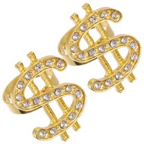 LEORX 2pcs Rhinestone Money Ring for Women Stylish Knuckle Jewelry Unique Design Any Occasion