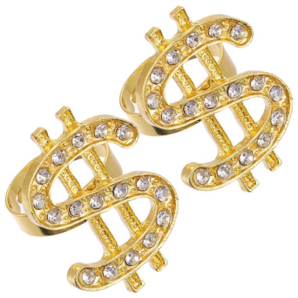 2 piezas de anillo abierto estilo punk con forma de dólar, accesorios de joyería de moda para dinero.