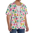 thumbnail image 2 of Rateoe Tulips Flowers Print Mens Front Pocket Hawaiian Shirts Casual Shirts Short Sleeve Button Down Beach Tropical Shirts-4X-Large, 2 of 5