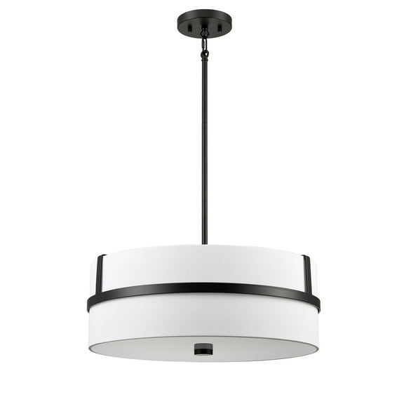 Claxy 4-Light Black Pendant Light with Drum Fabric Shade for Dining Room