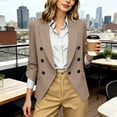 thumbnail image 3 of Stamzod Womens Blazers for Work Casual 3/4 Sleeve Double Breasted Suit Jacket Business Office Open Front Blazer with Pockets Khaki XL, 3 of 9