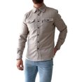 thumbnail image 2 of Frontwalk Men Tunic Shirt Button Down Shirts Lapel Neck Tops Mens Lightweight Blouse Long Sleeve Apricot L, 2 of 5