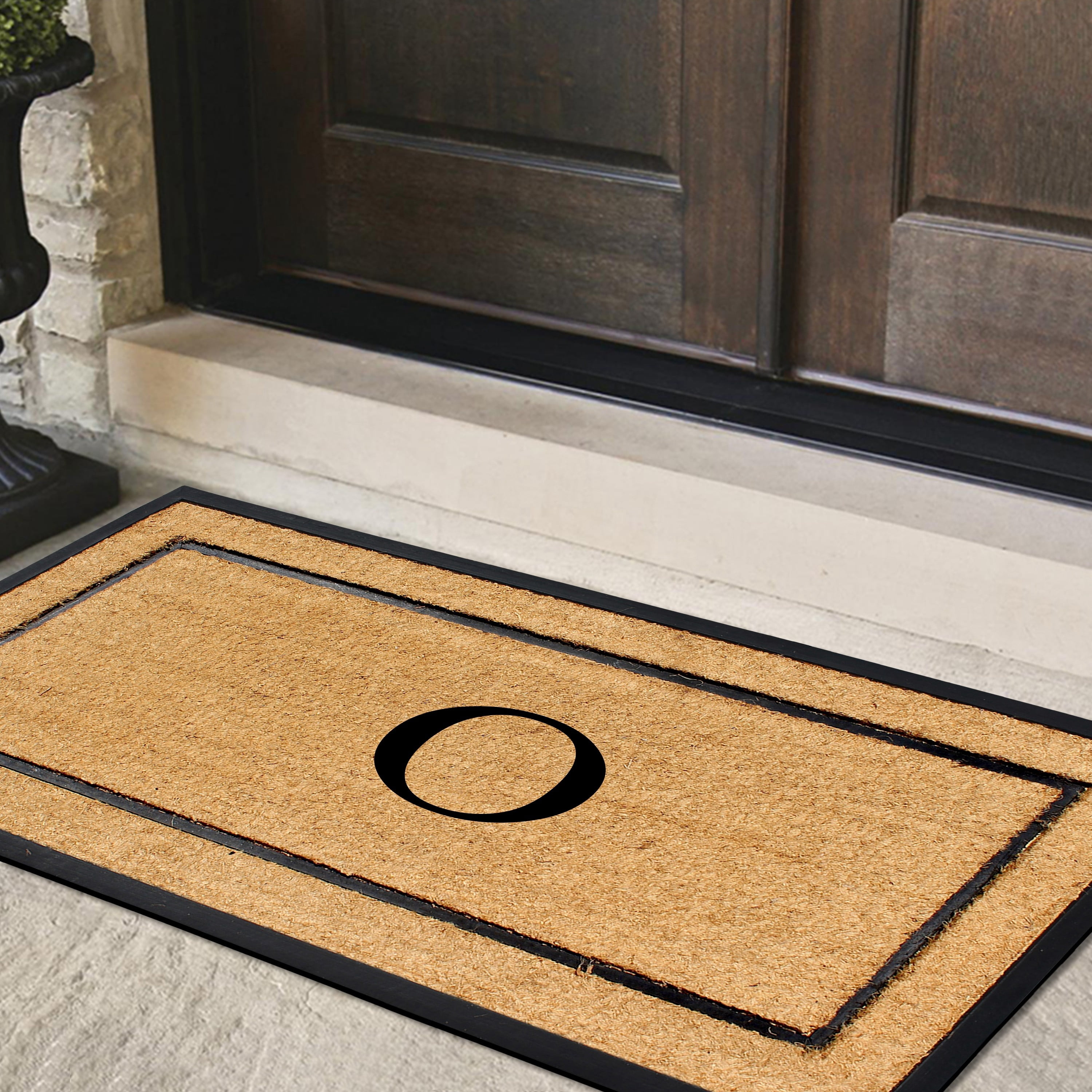 A1HC Natural Coir Monogrammed Doormat, Heavy-Duty Thin Profile Front Door Mat - 30"x60"