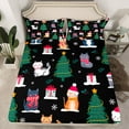 thumbnail image 2 of Homewish Cute Cartoon Cat Twin Sheet Sets,Merry Christmas Twin Fitted Sheet,Xmas Gifts Tree Flat Sheet For Girl Boy,Breathable Home Decor,3pcs, 2 of 7