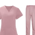 thumbnail image 2 of Uniforme d'Infirmière à Manches Courtes pour Femmes, Uniforme de Travail pour Salon de Beauté TG Rose, 2 of 9