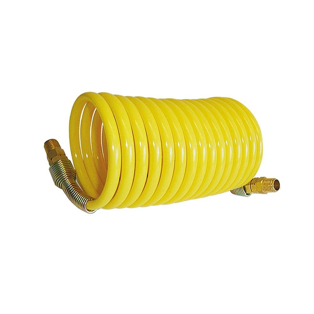 Polyurethane Recoil Hoses 10x6.5mm tube 1/4" BSPT Swivel Male Ends Spring Guards 