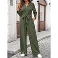 thumbnail image 4 of de Mujer de Larga con Cuello en V, Elegantes, Informales, de Pierna , para Otoño 2025. Verde S, 4 of 10