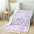thumbnail image 2 of Mermaid Fleece Blanket 40"X50" Throw Blanket for Gift Fish Scales Rainbow Colorful Fuzzy Blanket, Sea Ocean Life Gradient Glitter Theme Plush Bed Blanket for Women, 2 of 6