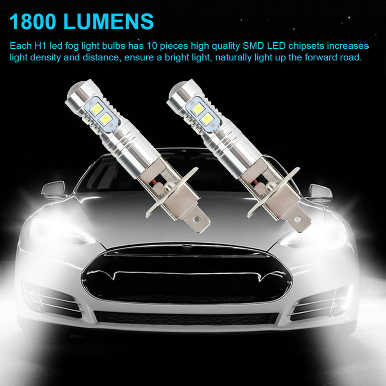 H1 LED Fog Light Bulbs 6000K Xenon White, Super Bright High Power COB Chips  LED Fog Daytime Running Lights DRL Bulbs Replacement for Cars, Trucks, NOT