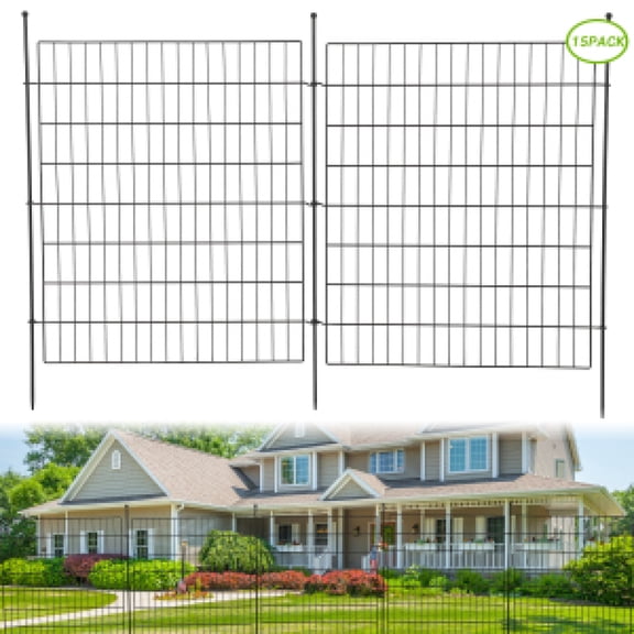 EastVita 15-Panel No Dig Decorative Garden Fence with Gate, Rustproof Metal Wire Panel Animal Barrier for Outdoor Yard, Patio, Temporary Dog Fence