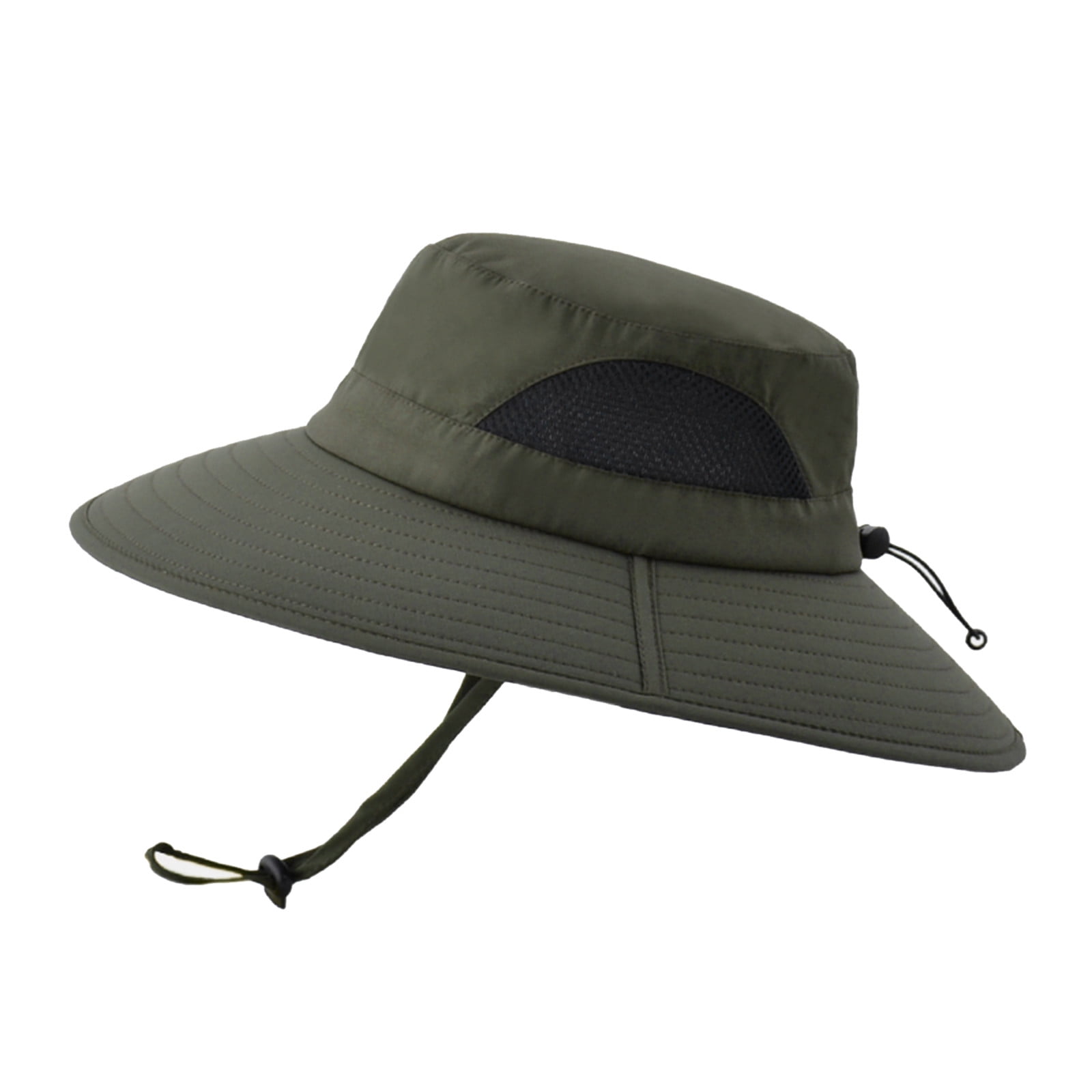 iOPQO Bucket Hats Men Mountaineering Fishing Solid Color Hood Rope Outdoor  Shade Foldable Casual Breathable Bucket Hat adult hat Army Green 