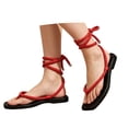 thumbnail image 3 of EliteGoogv Womens Flat Sandals Rope Straps Weave Summer Beach Shoes Sandals For Women Lightweight Open Toe Casual Sandals Red US :8, 3 of 6
