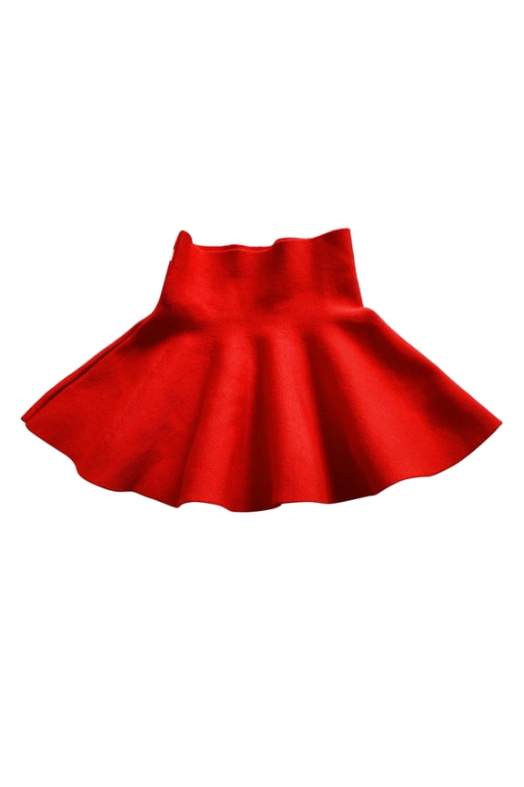Girls Uniform Skirts High Waist Knitted Flared Pleated A Line Casual Solid Color Above Knee for Short Red Dance Performance Cute Skorts for Girls 11 Years-12 Years