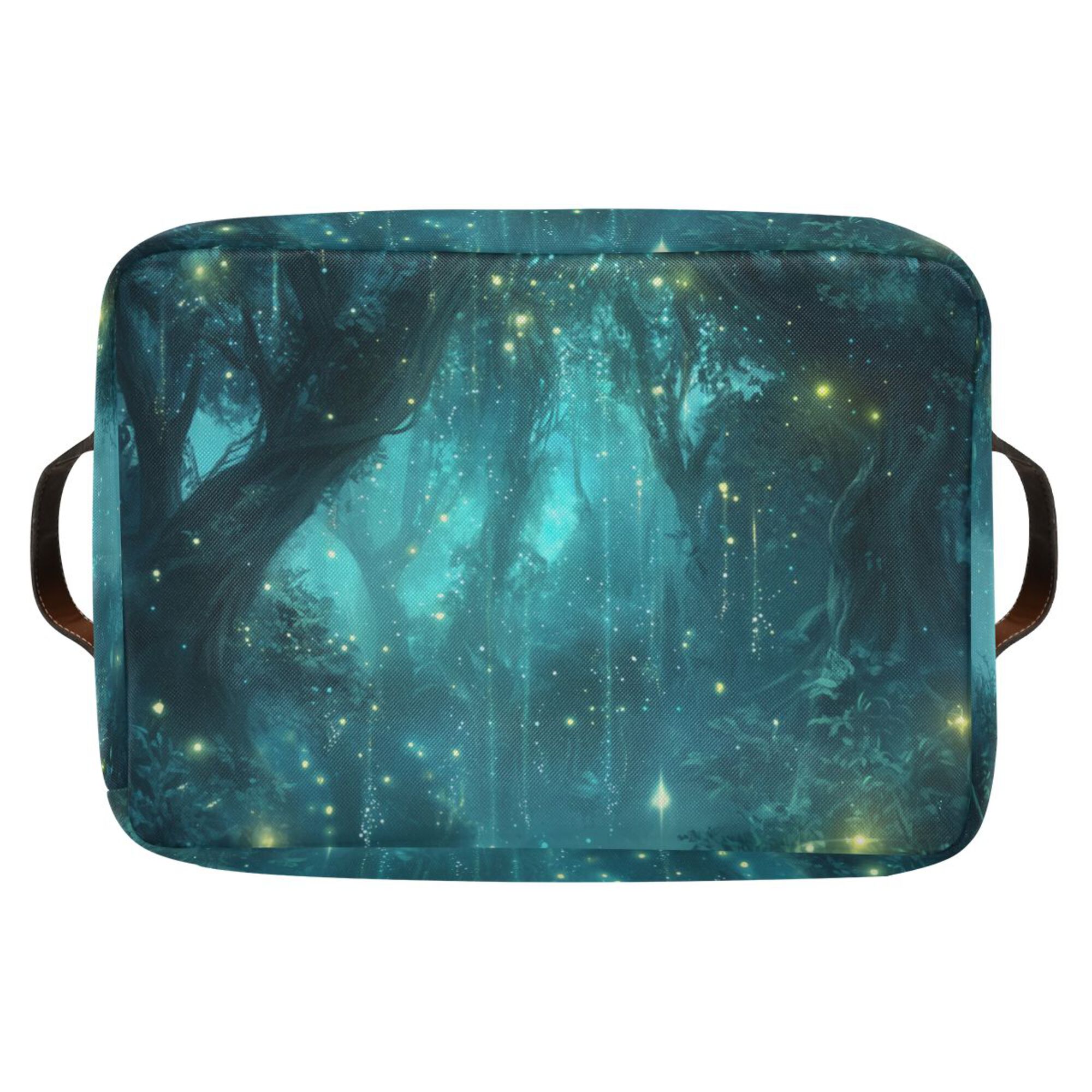 Yayeee Canvas Storage Basket with Handles for Shelves Fabric Bins Closet Organizer, Magical Forest