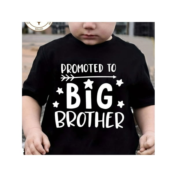Boys Cotton T-shirt"Promoted to Big Brother" Boys"Print For Comfortable And Casual Round Neck Short Sleeves