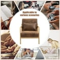 thumbnail image 5 of PAPROOS Mid-Century Modern Accent Chair, PU Leather Arm Chair with Wood Frame and Pillow, Upholstered Armchair Comfort Reading Chair Lounge Chair for Living Room Bedroom Sunroom, Brown, 5 of 9