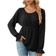 thumbnail image 1 of Timegard Hauts pour Femmes Col Rond à Volants Manches Longues T-Shirts Confortables Tunique Décontractée d'Automne pour Leggings, 1 of 7