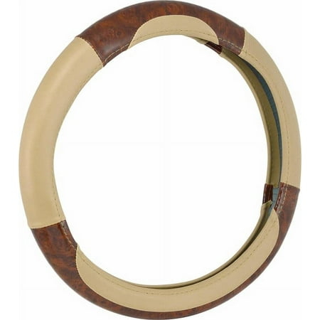 1PK Bell Automotive 22-1-97006-9 Universal Deluxe Burl Wood Steering Wheel Cover Tan