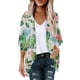thumbnail image 1 of ICHUANYI Clearance Women's Summer Floral Print Puff Sleeve Cardigan Loose Cover Up Casual Blouse Summer Trendy Tops(Green, M) ICHUANYI WER2023081108845, 1 of 4