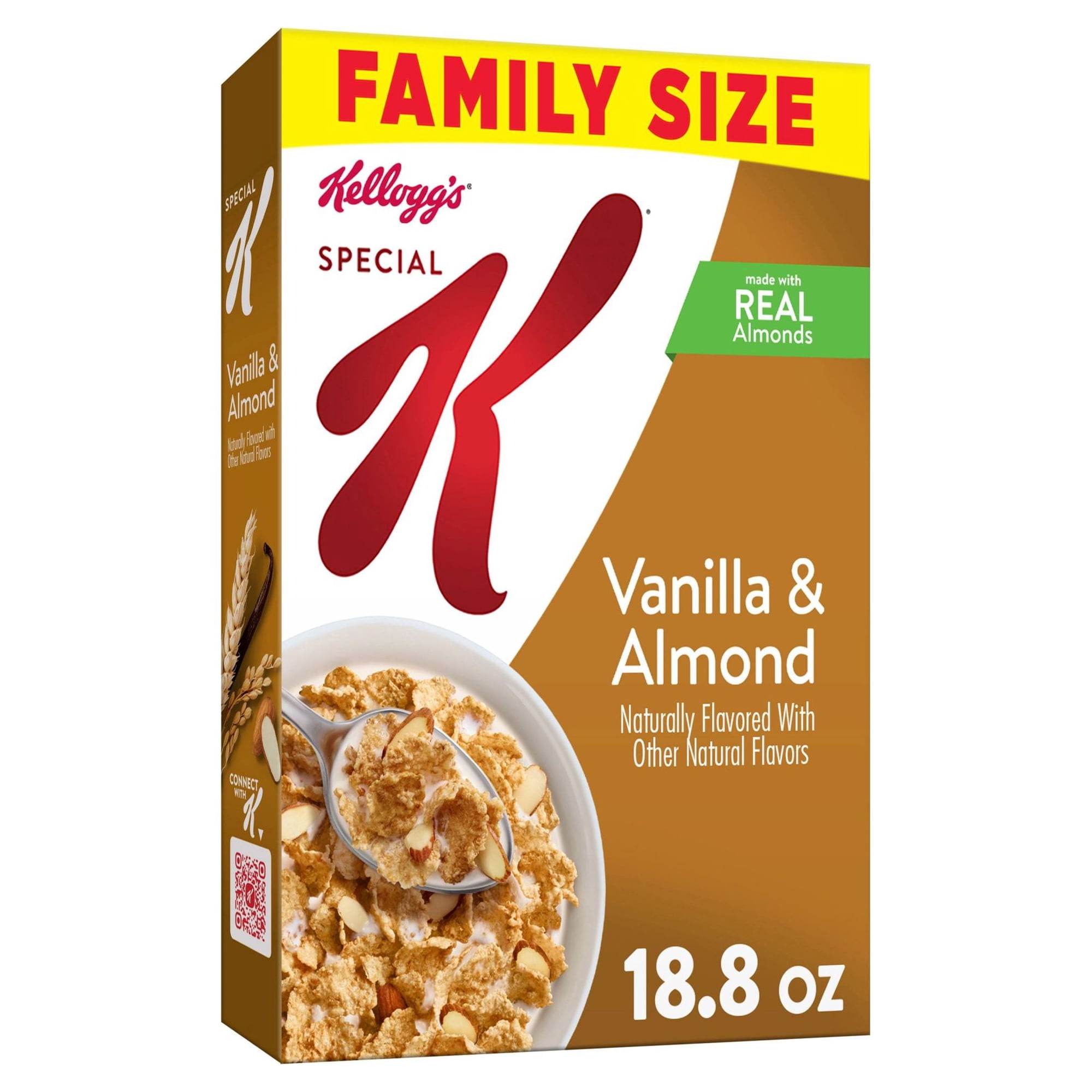 Kellogg's Special K Breakfast Cereal, 11 Vitamins and Minerals, Made with Real Almonds, Family Size, Vanilla and Almond, 18.8oz Box (1 Box)