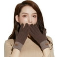 thumbnail image 1 of WZXFASHION Ladies' Alpaca Like Knitted Gloves With Fleece Lined Interior Double Layer Wrist Opening And Sensitive Screen Function For Warmth Clothing Shoes & Accessories Coffee One Size, 1 of 4