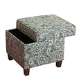 thumbnail image 3 of HomePop Cole Pouf de Rangement Carré Transitionnel en Bois et Tissu, Bleu, 3 of 6