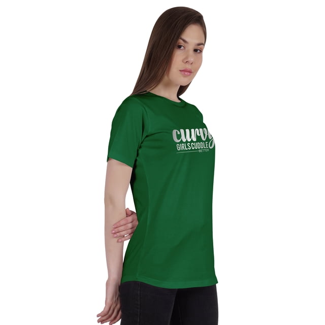 Inkmeso T-Shirt Graphique pour Femmes avec Citation "Curvy Girls Cuddle Better"