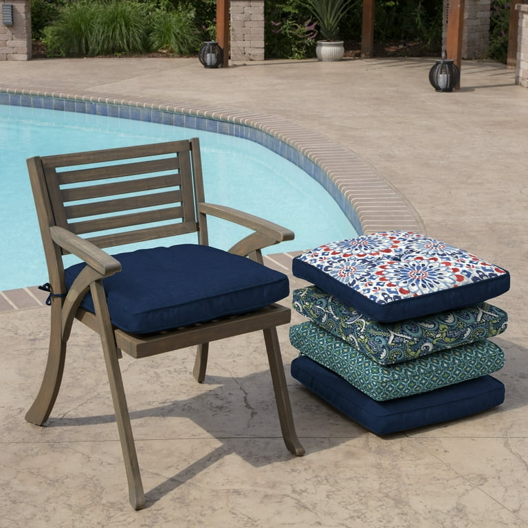 Arden Selections Outdoor Patio Plush Classic Tufted Seat Cushion 20x20 UV Resistant Sapphire Blue Leala Walmart