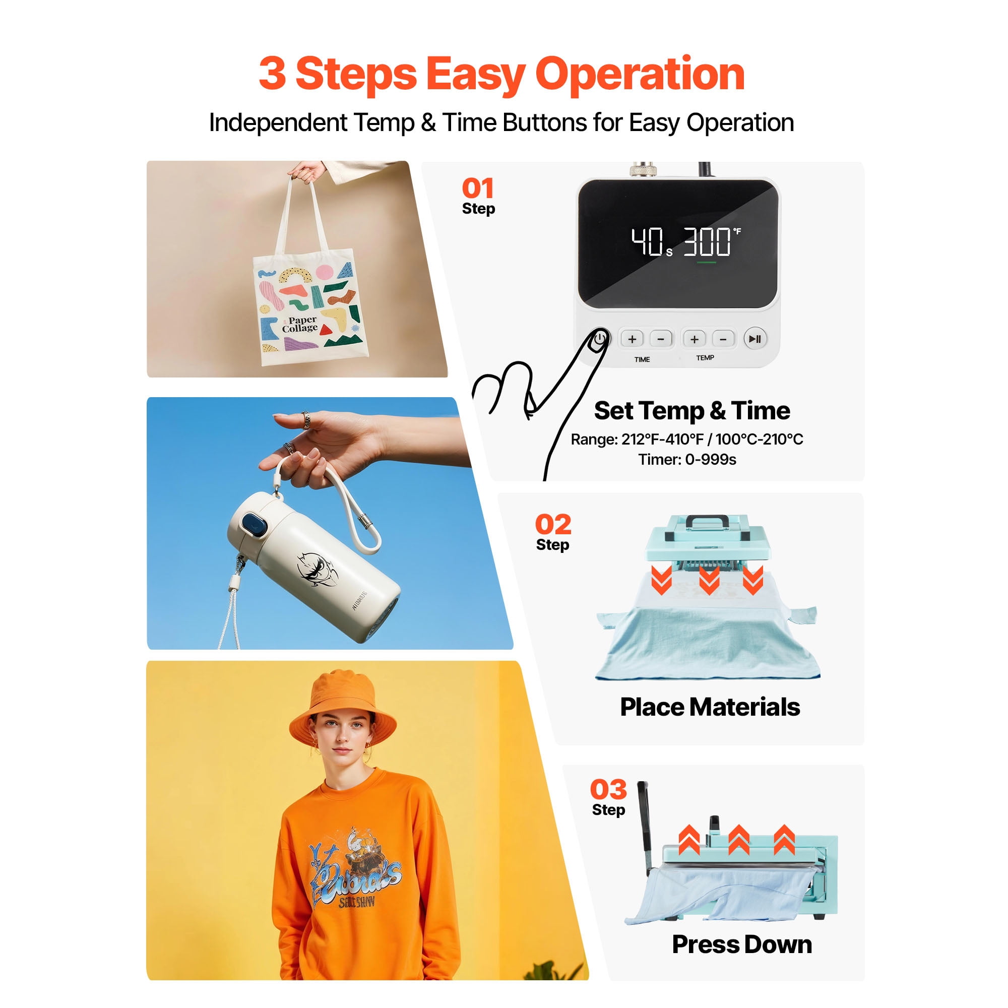 KFFKFF 15 x 15 Inch Heat Press Machine, 8-in-1 Multifunctional Design, Quick and Uniform Heating, Innovative Patented Structure, User-Friendly Controls, Sublimation Machine for T-shirts, Tumblers