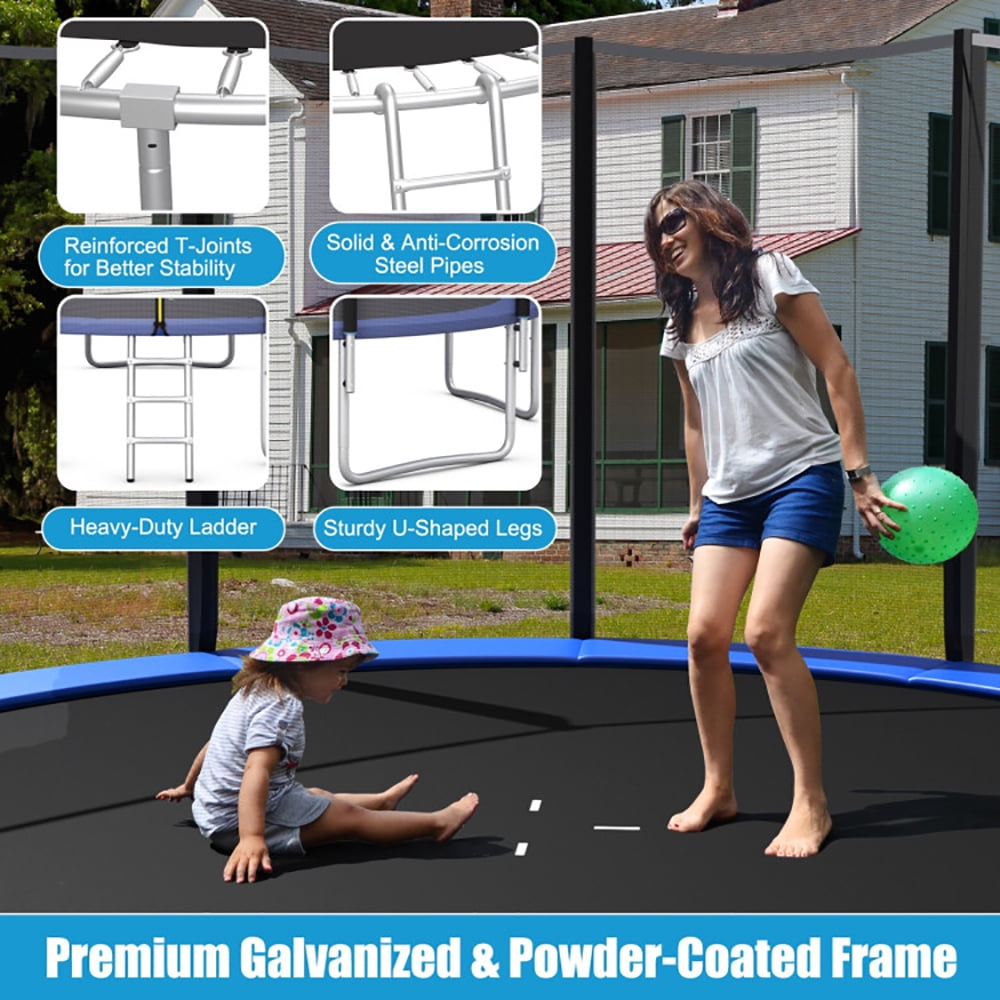 Aimee Lii 15 Feet Outdoor Trampoline Bounce Combo with Safety Closure Net Ladder, Outdoor Trampoline for Kids